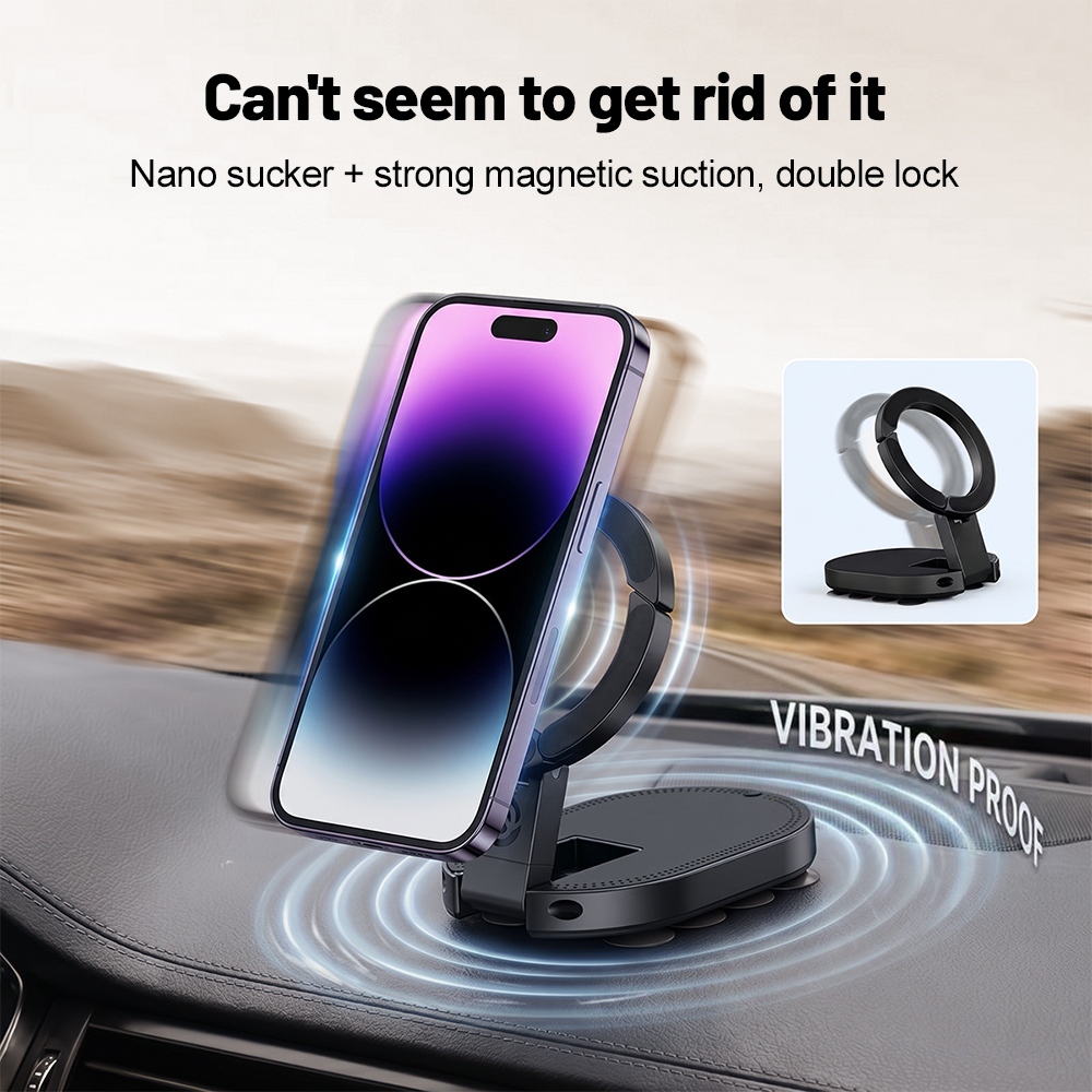 Drone Camera Stabilized - 360 ° 回転式3-in-1吸盤式マグネット携帯ホルダー 多角度調整可能 折りたたみ式マグネット携帯スタンド デスクトップブラケット