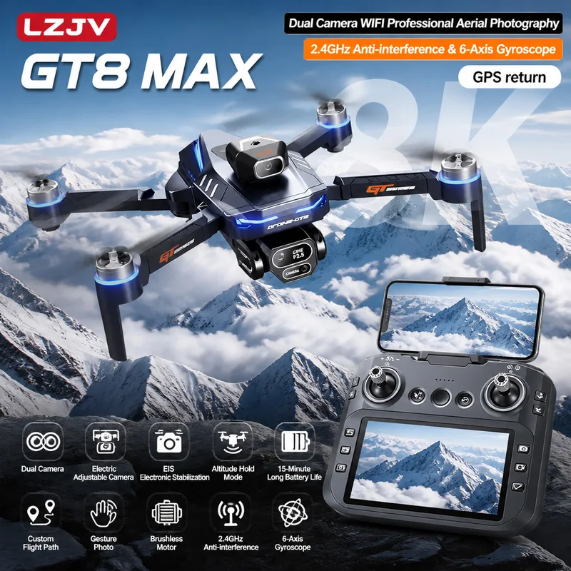 GT8 Max折りたたみ式ドローン 8K HDプロフェッショ - Drone Camera Lens のレビューと価格